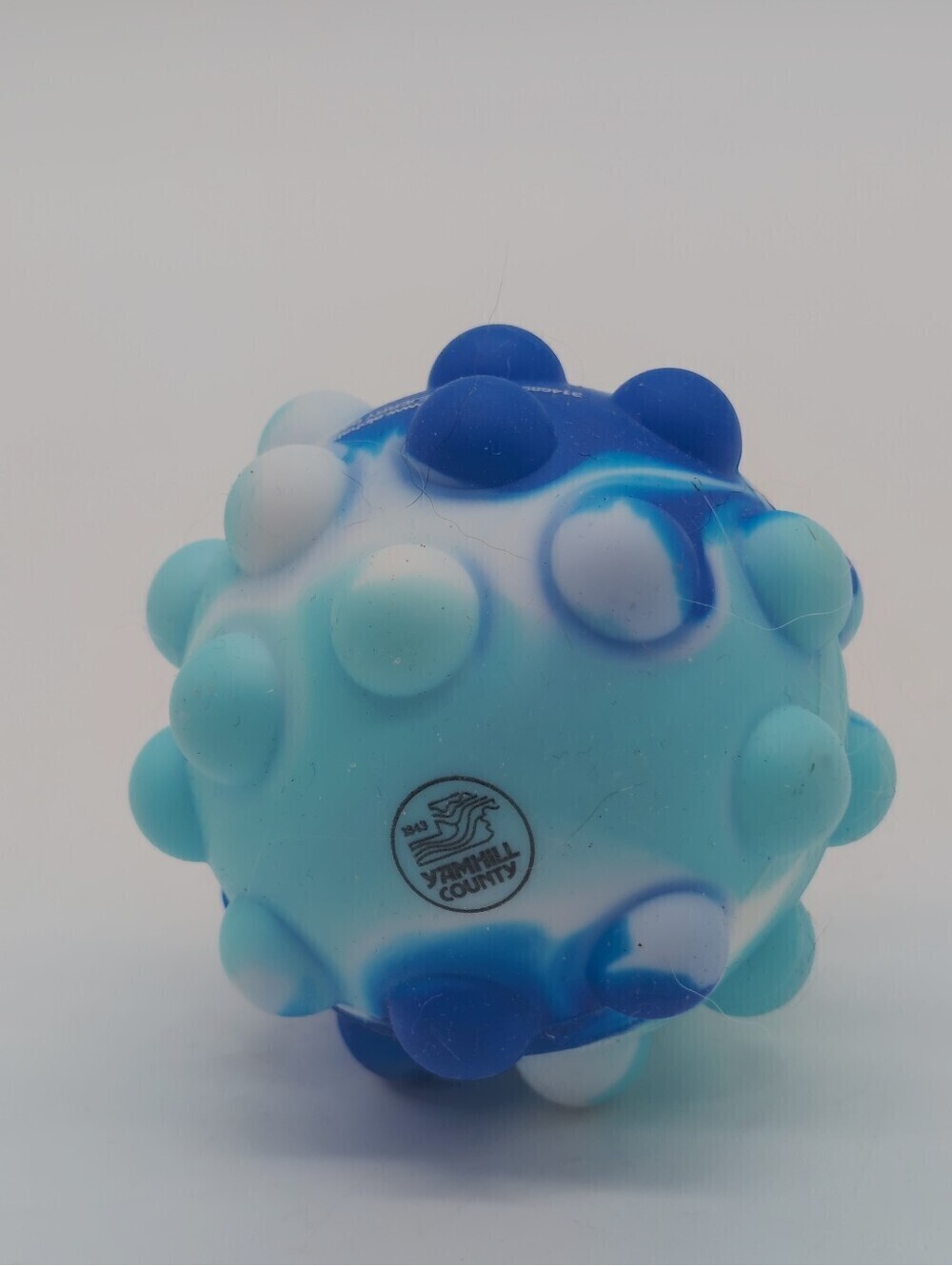 Yamhill County Oregon Pop It Stress 3" Blue and White Ball
